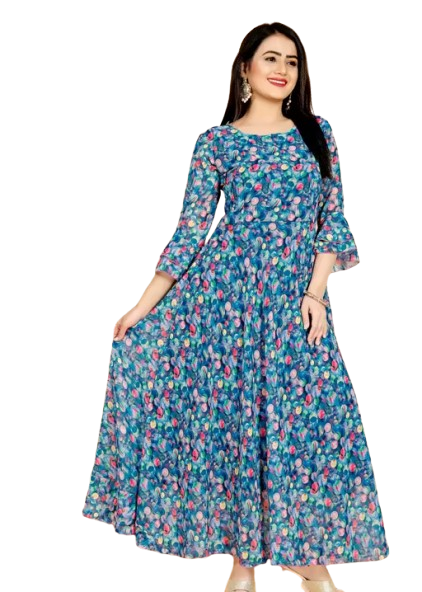 Women Georgette Digital Printed Kurti Gown