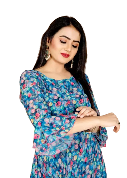 Women Georgette Digital Printed Kurti Gown - Image 2