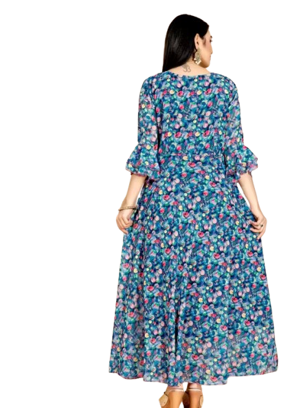 Women Georgette Digital Printed Kurti Gown - Image 4