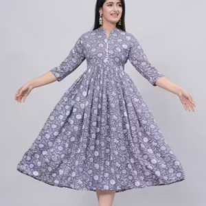 Sanganeri Rayon Anarkali Kurti for Women