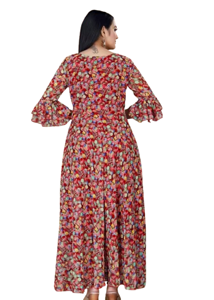 Women Georgette Printed Kurti Gown - Image 2