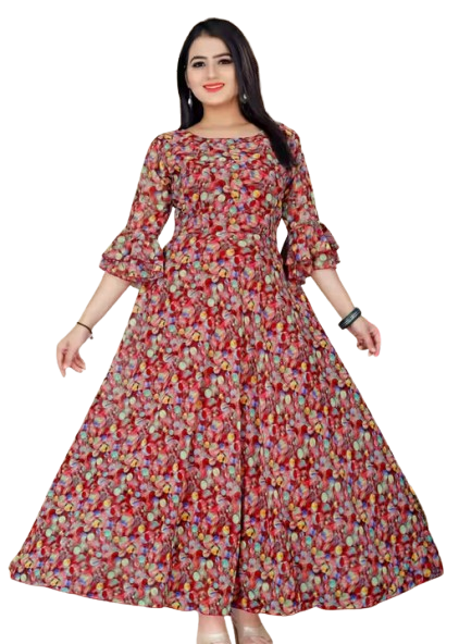 Women Georgette Printed Kurti Gown - Image 4