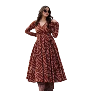 Women Rayon Printed Anarkali Kurti Gown