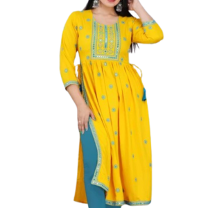 Women Rayon Embroidered Naira Cut Kurta