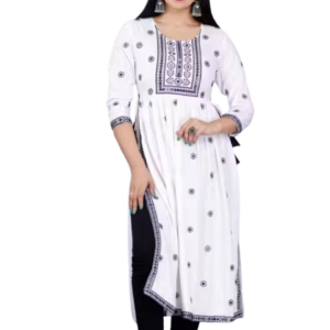 Women Rayon Embroidered Naira Cut Kurta