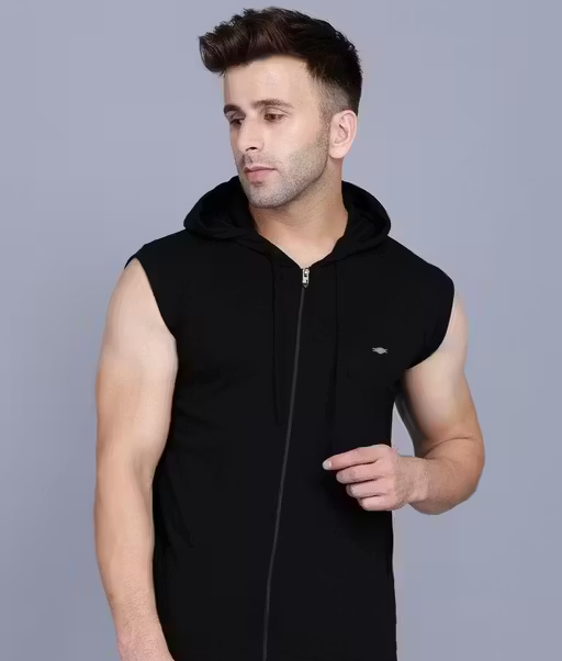 Menkovy Stylish Sleeveless Hooded Men's T-Shirt