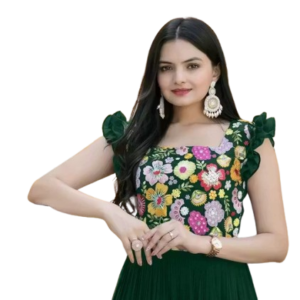Women Faux Georgette Embroidered Maxi Gown