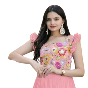 Women Faux Georgette Embroidered Maxi Gown