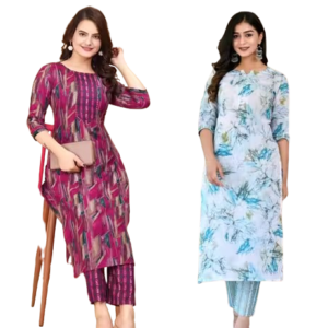 Women Cotton Printed Kurta Pant Set (Pack of 2)