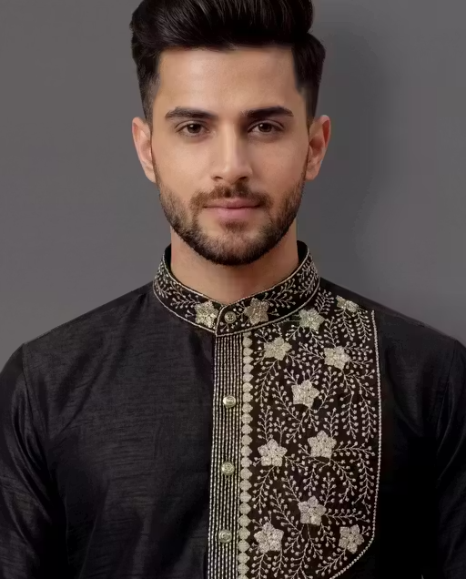 Men Silk Dhoti & Kurta Set - Image 2