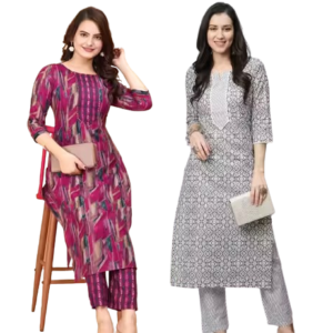 Women Cotton Printed Kurta Pant Set (Pack of 2)