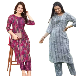 Women Cotton Printed Kurta Pant Set (Pack of 2)