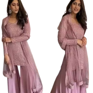Women Georgette Embroidered Semi-Stitched Suit with Dupatta
