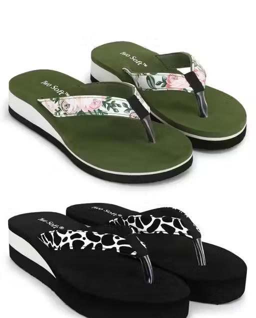 Soft & Stylish Women's Daily Use Slippers / Flip Flops Combo (Pack of 2)