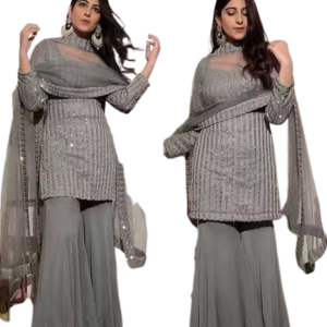 Women Georgette Embroidered Semi-Stitched Suit with Dupatta