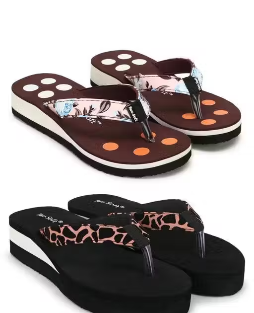 Soft & Stylish Women's Daily Use Slippers / Flip Flops Combo (Pack of 2)