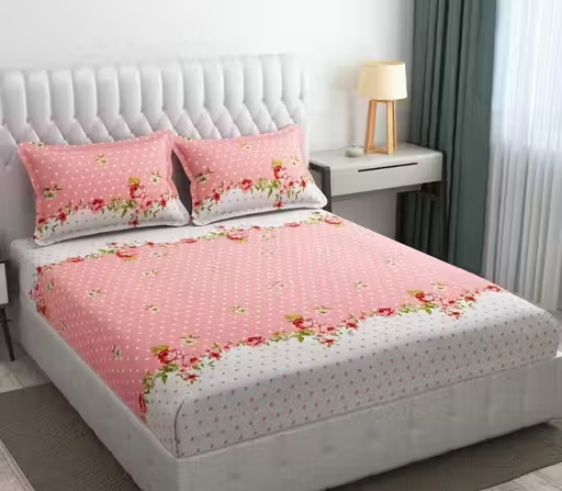 Premium Cotton Double Bedsheet Set with 2 Pillow Covers