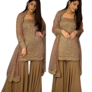 Women Georgette Embroidered Semi-Stitched Suit with Dupatta