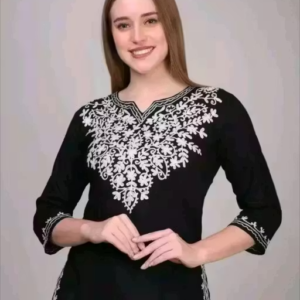 Women Embroidered Full Sleeve Cotton short Kashmiri Kurti