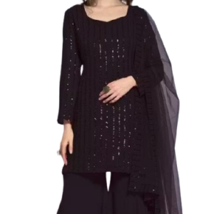 Women Georgette Embroidered Semi-Stitched Suit with Dupatta