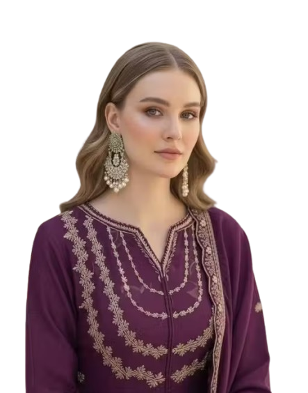 Women Silk Blend Embroidered Anarkali Kurta Set with Dupatta - Image 2