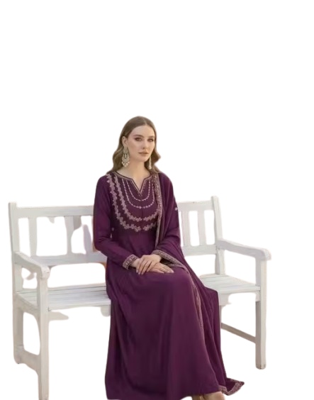Women Silk Blend Embroidered Anarkali Kurta Set with Dupatta - Image 4