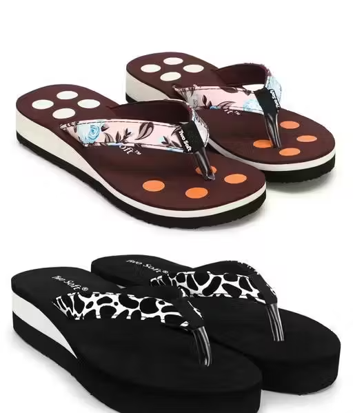 Soft & Stylish Women's Daily Use Slippers / Flip Flops Combo (Pack of 2)
