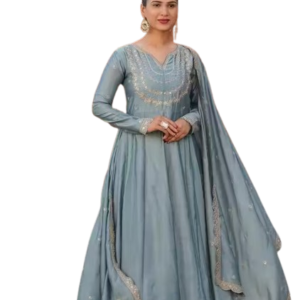 Silk Anarkali Kurta Set with Dupatta