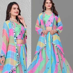 Fancy Georgette Gown Choli Skirt Set for Women