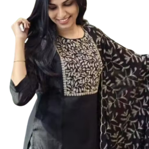 Women Vichitra Silk Embroidered Festive Kurti