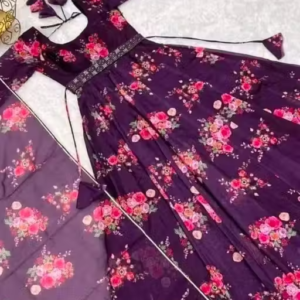 Floral Print Long Kurti with Dupatta (No Bottomwear)