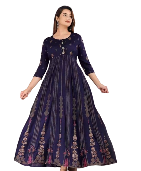 Women Rayon Printed Anarkali Kurta