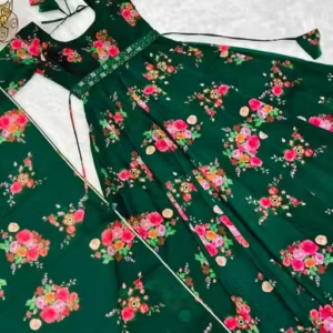 Flower Print Long Kurti With Dupatta (No Bottomwear)