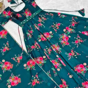 Flower Print Long Kurti with Dupatta (Stitched Set)