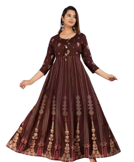 Women Rayon Embroidered Anarkali Kurta