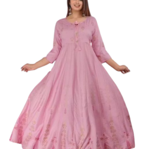 Women Rayon Zari Woven Anarkali Kurta