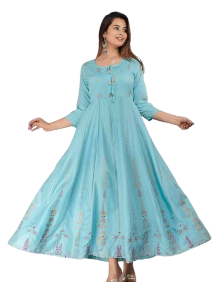 Women Rayon Embroidered Anarkali Kurta