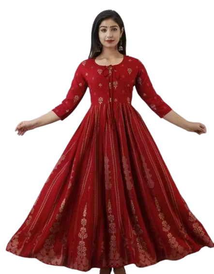 Women Rayon Printed Anarkali Kurta
