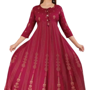 Women Viscose Rayon Embroidered Anarkali Kurta