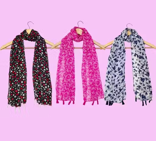 Printed Georgette Dupatta Set for Women (Pack of 3)