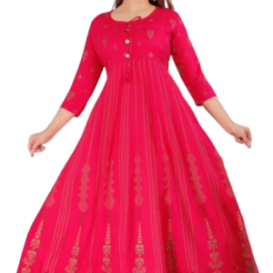 Women Viscose Rayon Printed Anarkali Kurta