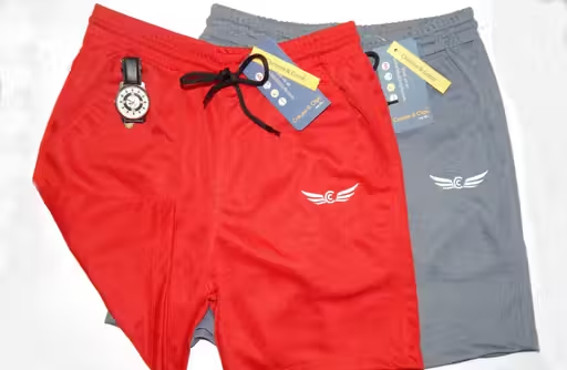 Chrome & Coral Men's Solid Multicolor Boxers & Lounge Shorts Pack of 2