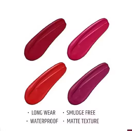 Non-Transfer Waterproof Long-Last Liquid Matte Lipstick Combo (Pack of 4) - Image 3