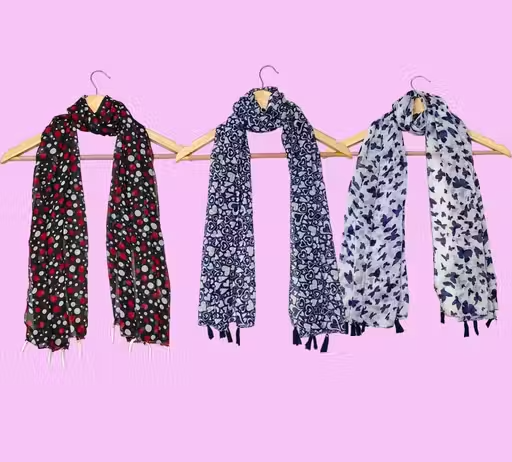 Classy Printed Georgette Dupatta Set for Women (Pack of 3)
