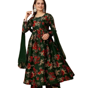 Women Acrylic Floral Printed Designer Gown