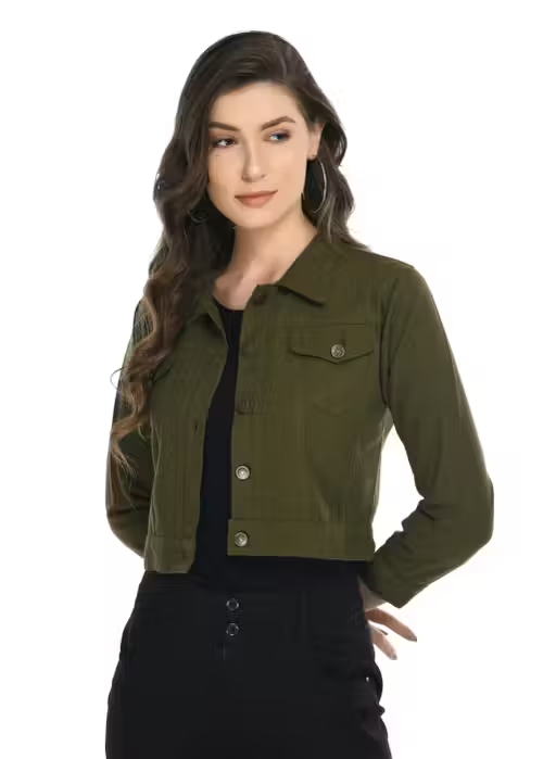 Trendy Twill Fabric Jacket for Girls