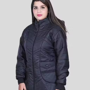 Women Black Winter Quilted Jacket