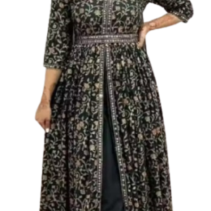 Women Printed Rayon Anarkali Kurta with Dupatta