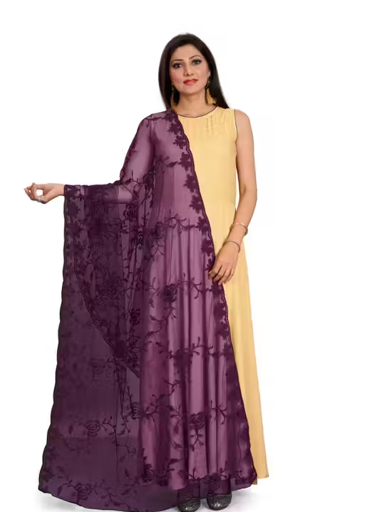 Elegant Embroidered Net Dupatta for Women