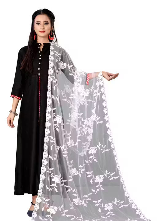 Elegant Embroidered Net Dupatta for Women